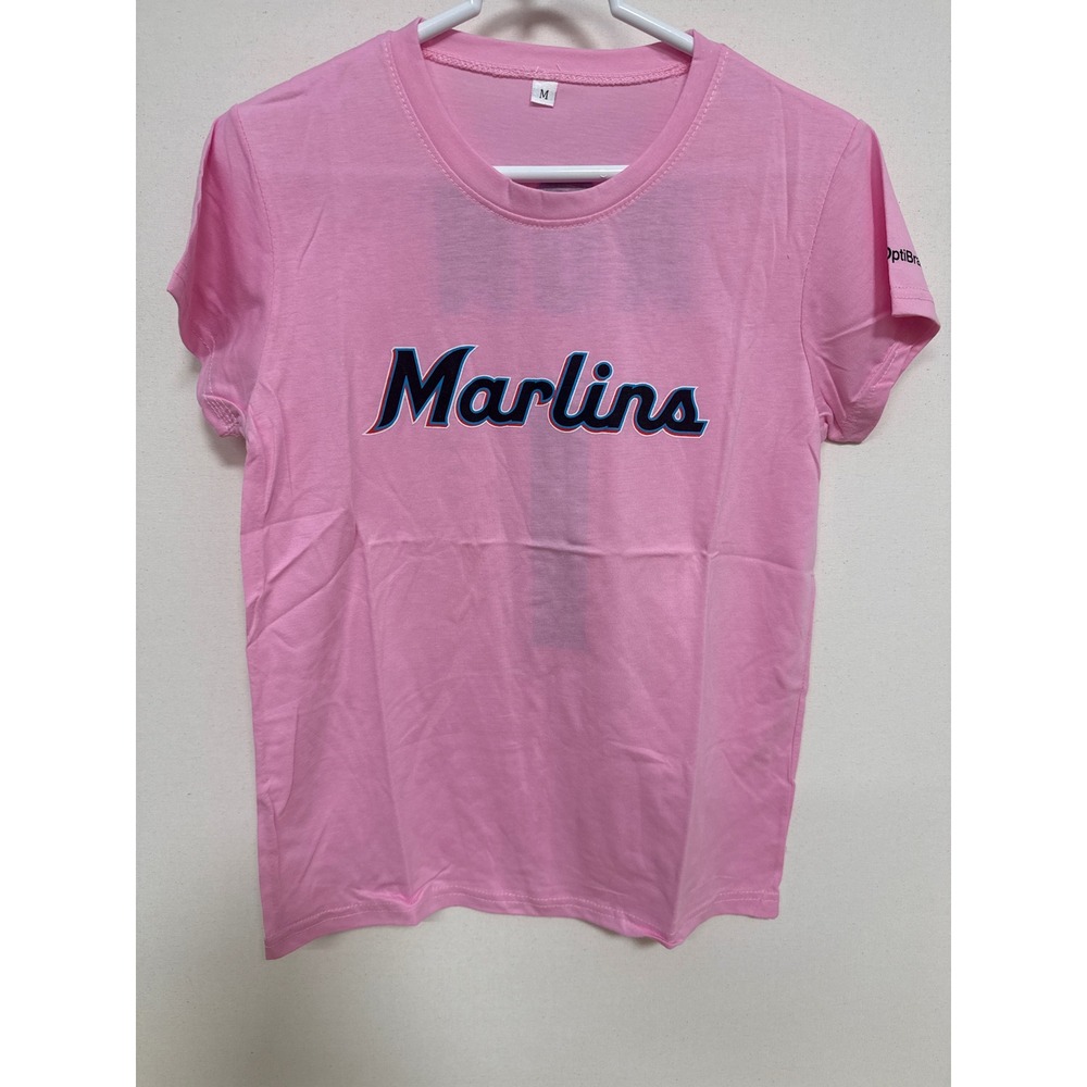 Miami Marlins Mom 1 Pink Baseball Fan T-Shirt OptiBrand Graphic Tee Medium
